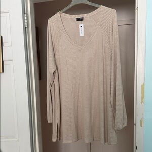 Women's Tan Ribbed Lightweight sweater